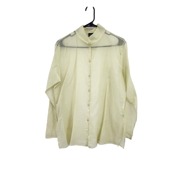 Eileen Fisher Women's Sheer Long Sleeves Button Front Top - Picture 1 of 6